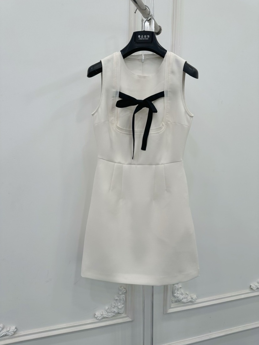 Prada Cream Mini Dress with Black Bow